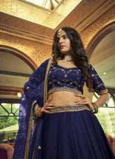 Swank Looking Lehenga Choli in Navy Blue